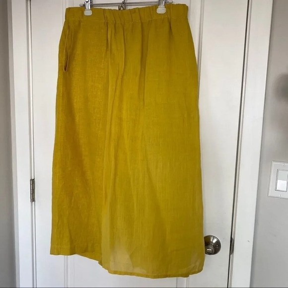 NWOT Banana Blue Aliana Linen Mustard Yellow Pants - Picture 6 of 12